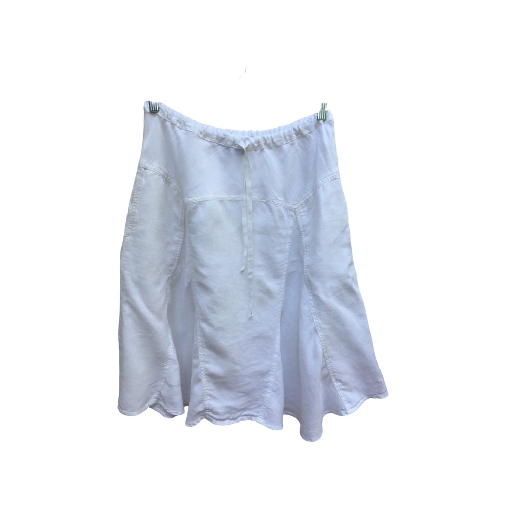 Athleta 100% Linen White A-line Drawstring Waist Skirt Size M